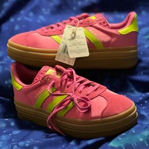 Adidas Gazelle Pink with Neon Yellow Accents